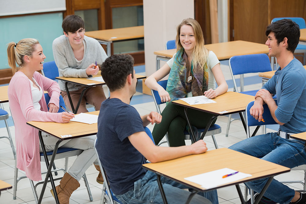 Stock image of students in a classroom