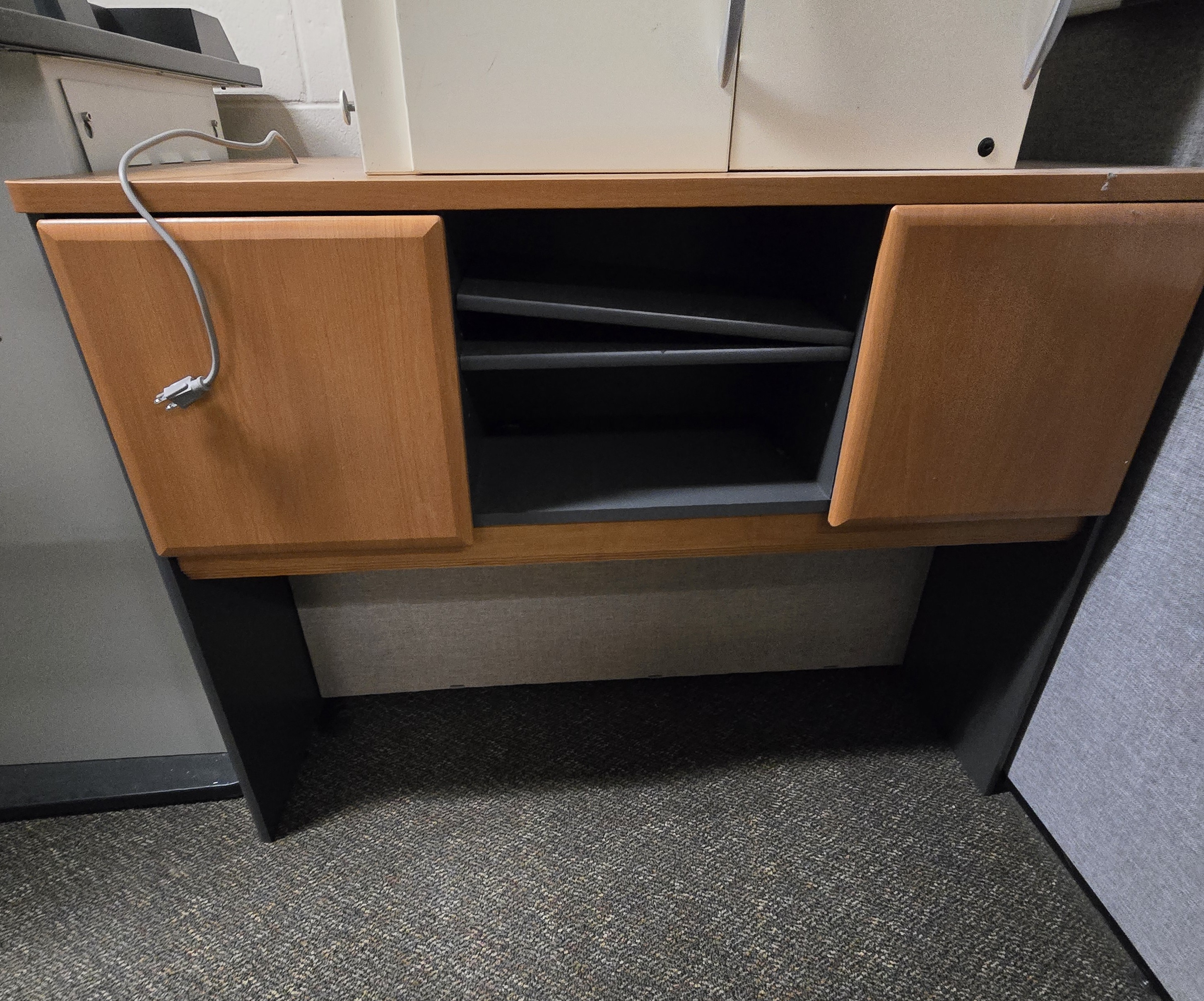 Particle board desk hutch