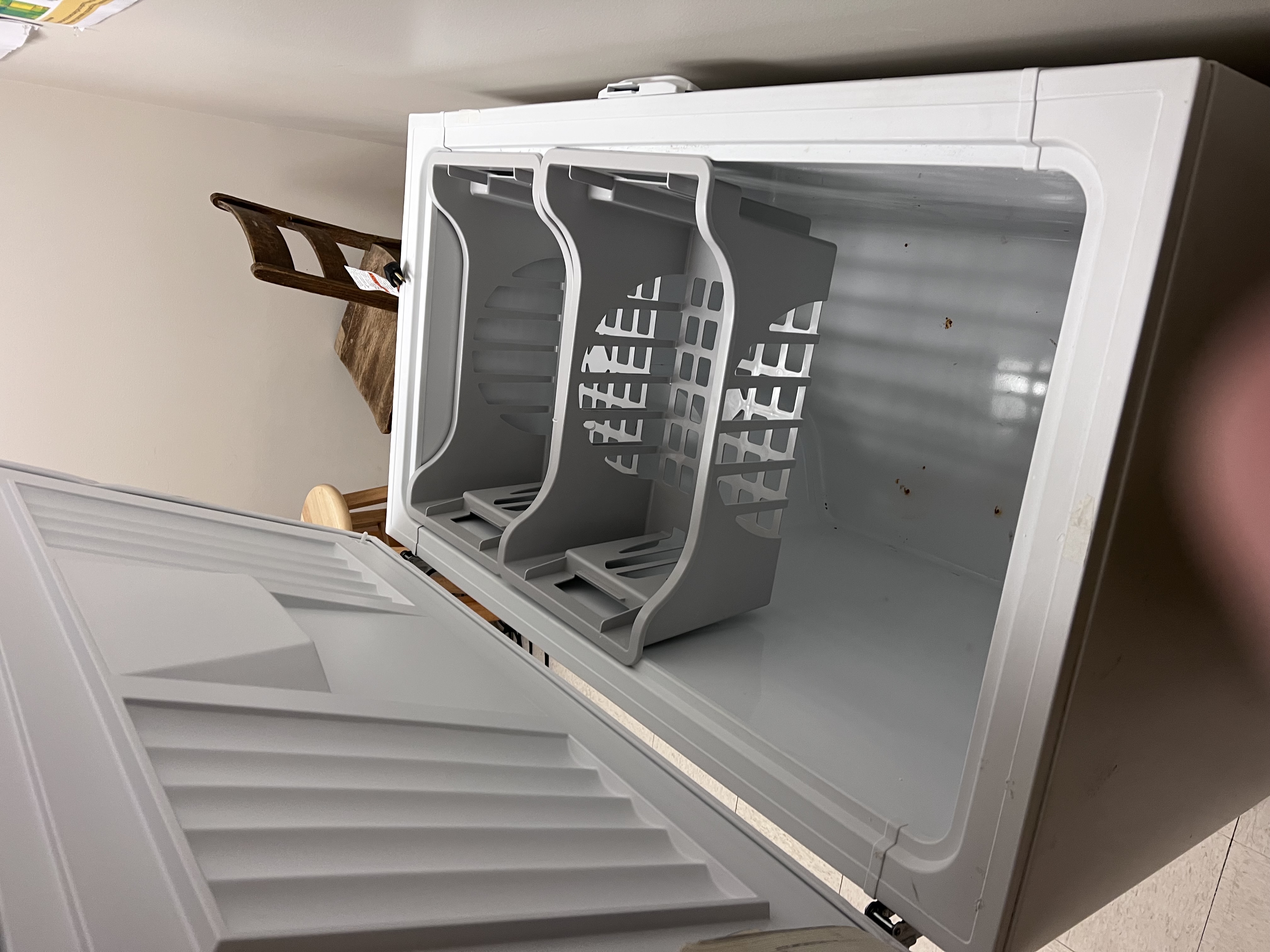 Inside view of chest freezer