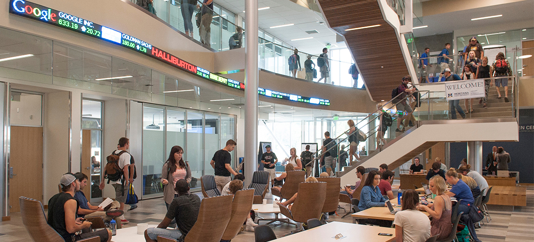 Students study in the Jabs lobby.