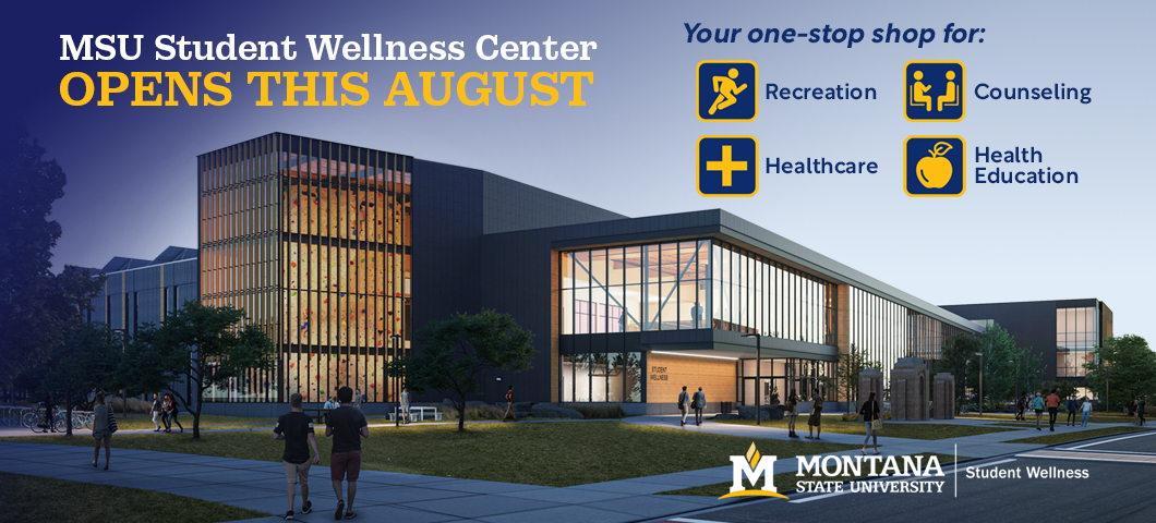 Completed MSU Wellness center from the outside at dusk