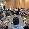 Students enjoying food at the 2022 Spring BBQ