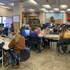 Students enjoying bingo