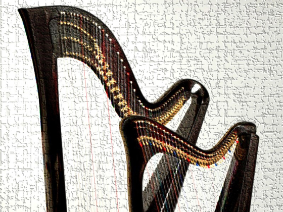 Artistic depiction of harps