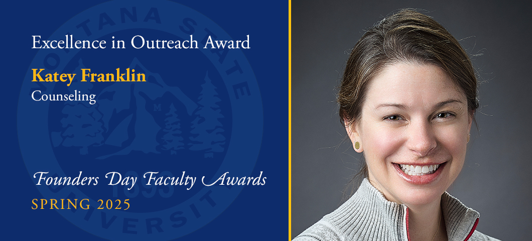 Excellence in Outreach Award: Katey Franklin, Founders Day Faculty Awards, Academic Year 2024-25. Portrait of Katey Franklin. | MSU