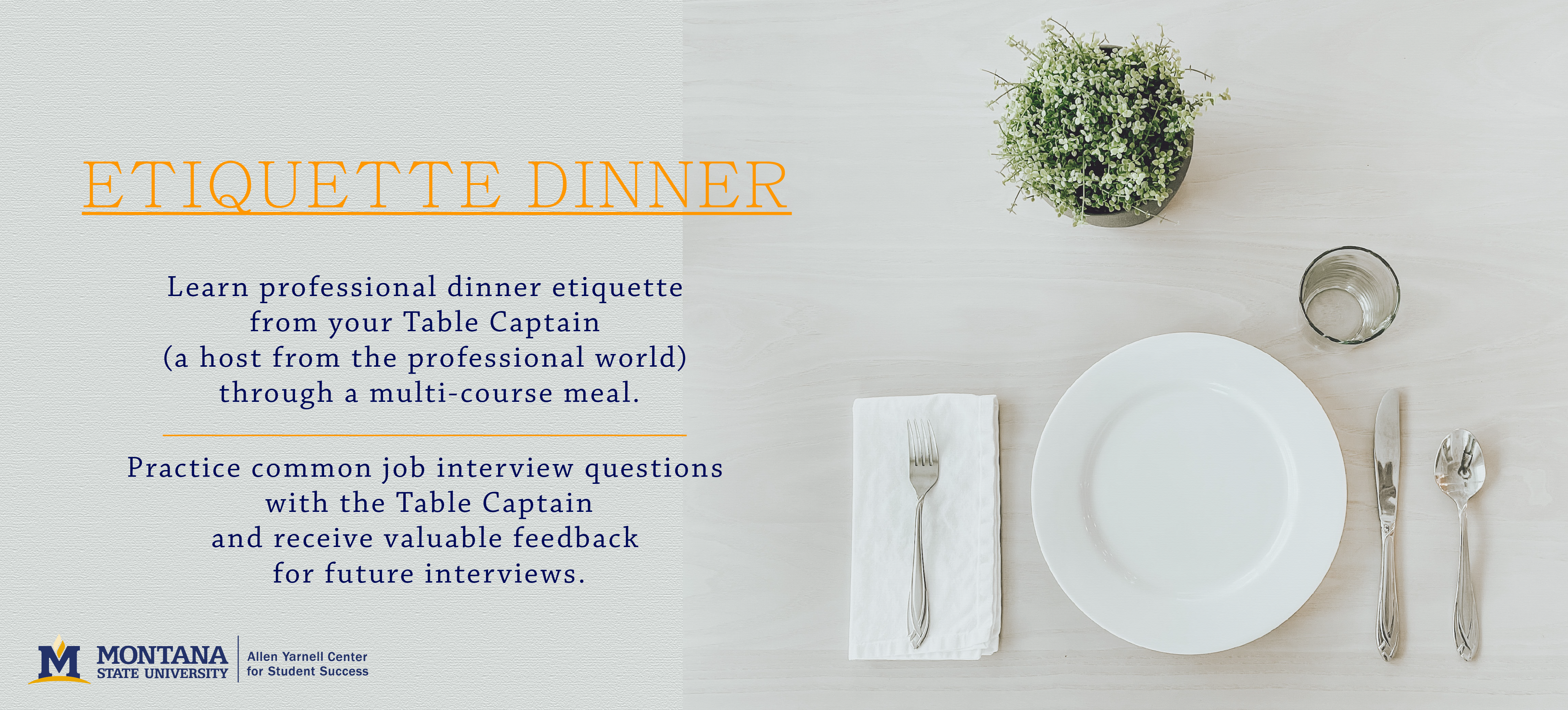 Etiquette Dinner - Allen Yarnell Center for Student Success