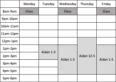 table of 202 schedule