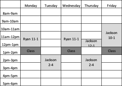 EGENN 331 schedule in table format