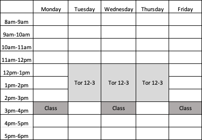 ECIV 337 schedule shown in a table