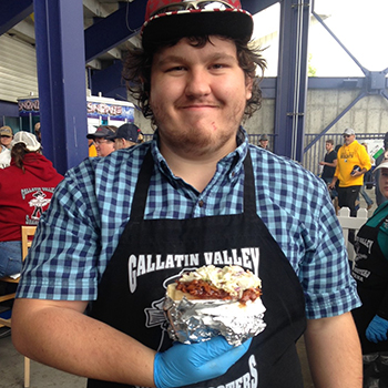 student working concession stand