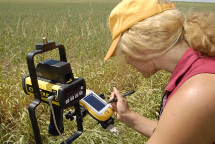 Jennifer Watts, MSU graduate and now master's student in Land Resources and Environmental Sciences, is trying to learn what the LandSat V satellite images can convey about land cover, with the goal of developing data to invigorate the carbon sequestration market. Photo by Kelly Gorham