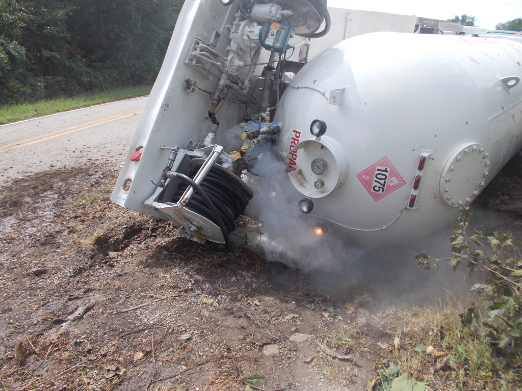 Overturned Propane Truck