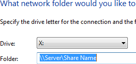 What network folder would you like to Specify the drive letter for the connection and the f Drive: Folder: 