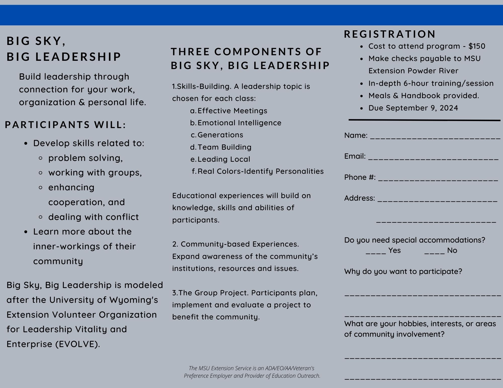 Big Sky Big Leadership Information