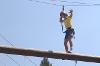 Keilen Rausch crosses the high ropes course at Rockhaven.