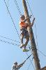 Jaiden Klemundt on the ropes course at Rockhaven during the 2021 Summer Success Academy.