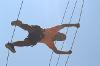 Francisco Paredes poses from the high ropes course at Rockhaven.