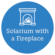 Solarium with a fireplace