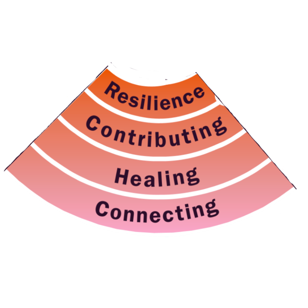 Student well-being model relationship quadrant, which contains: Connecting, Healing, Contributing, and Resilience.