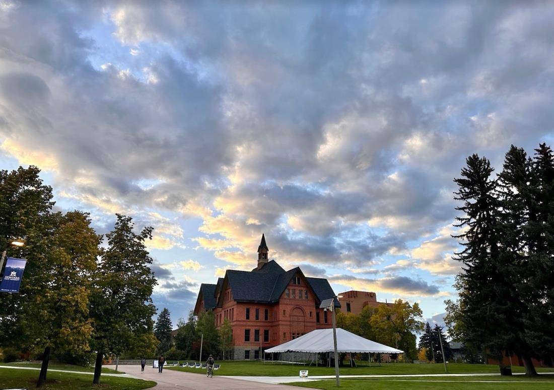 A photo of Montana Hall and the "Big Sky"