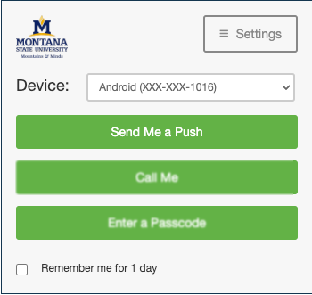 image of Duo authentication Push selection