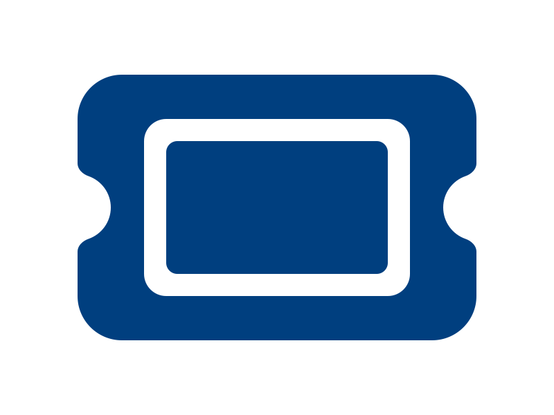 Ticket icon in blue.